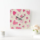Herzmuster Quadratische Wanduhr (Zuhause)