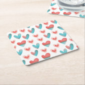 Herzmuster Rechteckiger Pappuntersetzer (angewinkelt)