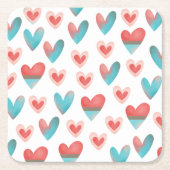 Herzmuster Rechteckiger Pappuntersetzer (Vorderseite)