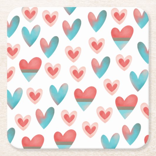 Herzmuster Rechteckiger Pappuntersetzer (Vorderseite)