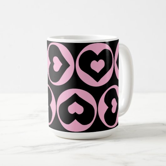 Herzmuster Rosa Liebe Graphic Bold Kaffeetasse (VorderseiteRechts)