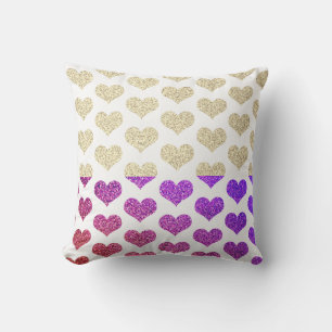 Herzmuster Rosa Lila Gold Glitter Ombre Kissen