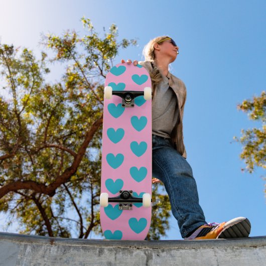 Herzmuster Rosa und Blau Skateboard (Außenbereich 1)
