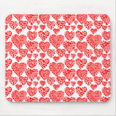 Herzmuster - Rot auf Weiß Mousepad (Vorne)