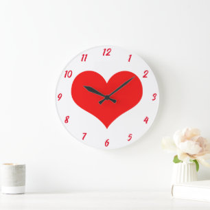 Herzmuster Rot Weiß Süßes Valentinstagsgeschenk Große Wanduhr