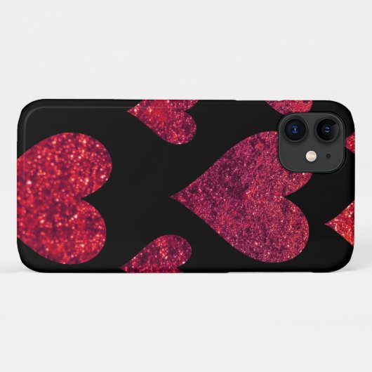 Herzmuster, rote Herzen, Glitzer Herz Case-Mate iPhone Hülle (Rückseite (Horizontal))
