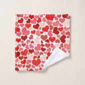 Herzmuster, rote Herzen, Liebe Badhandtuch Set (Waschlappen)
