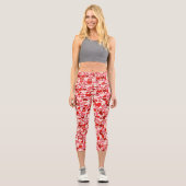 Herzmuster, rote Herzen, Liebe Capri Leggings (Vorderseite)