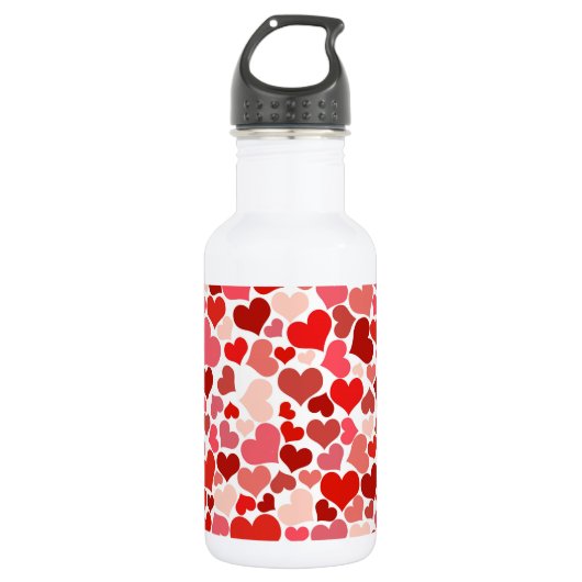Herzmuster, rote Herzen, Liebe Edelstahlflasche (Vorderseite)