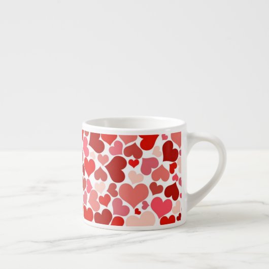 Herzmuster, rote Herzen, Liebe Espressotasse (Rechts)