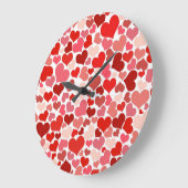 Herzmuster, rote Herzen, Liebe Große Wanduhr (Winkel)