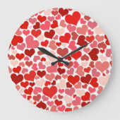 Herzmuster, rote Herzen, Liebe Große Wanduhr (Vorderseite)