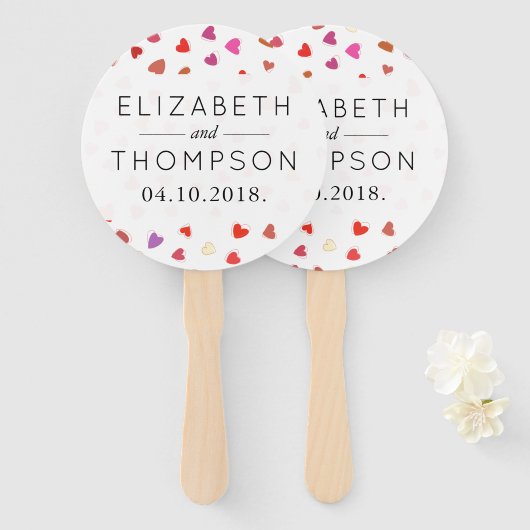 Herzmuster, rote Herzen, Liebe, Hochzeit Fächer (Vorne und Hinten)