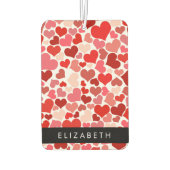 Herzmuster, rote Herzen, Liebe, Ihr Name Autolufterfrischer (Rückseite)