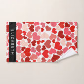 Herzmuster, rote Herzen, Liebe, Ihr Name Badhandtuch Set (Handtuch)