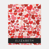 Herzmuster, rote Herzen, Liebe, Ihr Name Fleecedecke (Vorderseite)