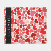 Herzmuster, rote Herzen, Liebe, Ihr Name Fleecedecke (Vorderseite (Horizontal))