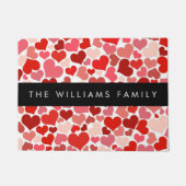 Herzmuster, rote Herzen, Liebe, Ihr Name Fußmatte (Vorderseite)