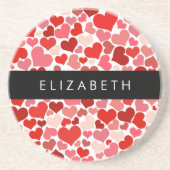 Herzmuster, rote Herzen, Liebe, Ihr Name Getränkeuntersetzer (Vorne)
