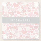 Herzmuster, rote Herzen, Liebe, Ihr Name Glasuntersetzer (Rückseite)