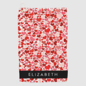 Herzmuster, rote Herzen, Liebe, Ihr Name Golfhandtuch (Vorderseite)