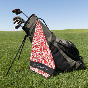 Herzmuster, rote Herzen, Liebe, Ihr Name Golfhandtuch
