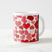Herzmuster, rote Herzen, Liebe, Ihr Name Jumbo-Tasse (Vorderseite Rechts)
