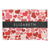 Herzmuster, rote Herzen, Liebe, Ihr Name Kissenbezug (Vorderseite)