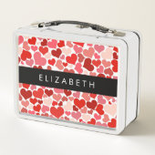 Herzmuster, rote Herzen, Liebe, Ihr Name Metall Brotdose (Rückseite)