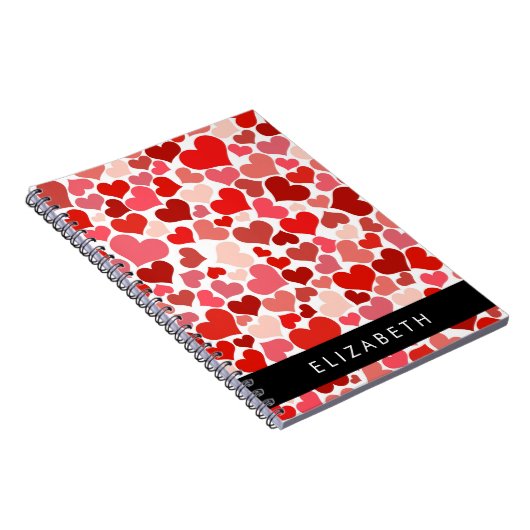 Herzmuster, rote Herzen, Liebe, Ihr Name Notizblock (Rechte Seite)