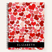 Herzmuster, rote Herzen, Liebe, Ihr Name Notizblock (Vorderseite)