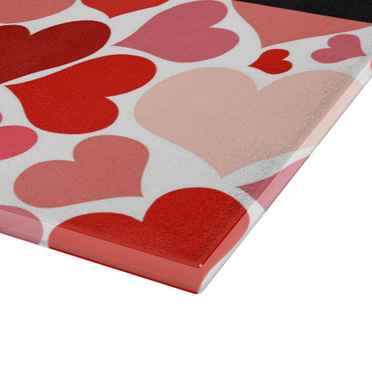 Herzmuster, rote Herzen, Liebe, Ihr Name Schneidebrett (Ecke)