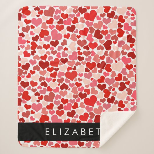 Herzmuster, rote Herzen, Liebe, Ihr Name Sherpadecke (Vorderseite)