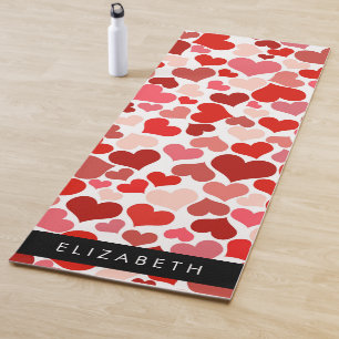 Herzmuster, rote Herzen, Liebe, Ihr Name Yogamatte
