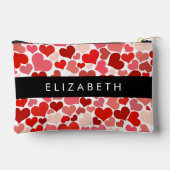 Herzmuster, rote Herzen, Liebe, Ihr Name Zubehörtasche (Rückseite)