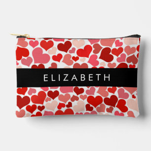 Herzmuster, rote Herzen, Liebe, Ihr Name Zubehörtasche