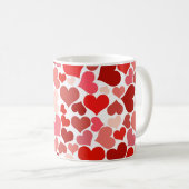 Herzmuster, rote Herzen, Liebe Kaffeetasse (VorderseiteRechts)