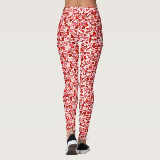 Herzmuster, rote Herzen, Liebe Leggings (Rückseite)