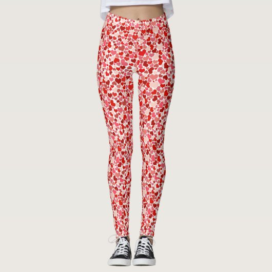 Herzmuster, rote Herzen, Liebe Leggings (Vorderseite)