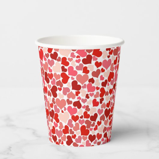 Herzmuster, rote Herzen, Liebe Pappbecher (Rückseite)