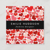 Herzmuster, rote Herzen, Liebe Quadratische Visitenkarte (Vorderseite)