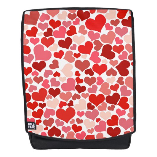 Herzmuster, rote Herzen, Liebe Rucksack (Vorderseite)