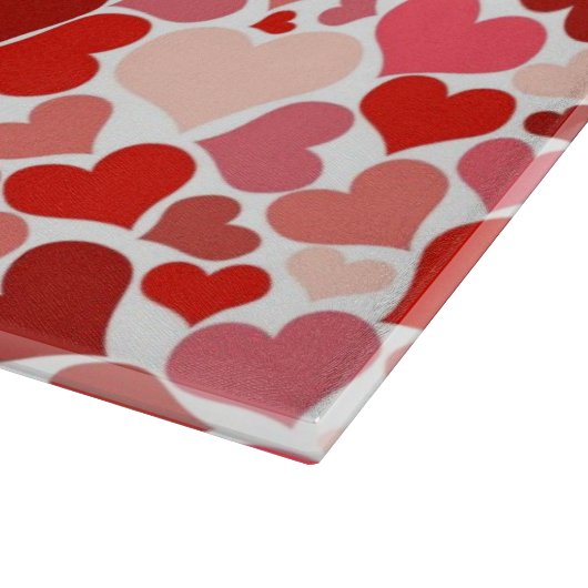 Herzmuster, rote Herzen, Liebe Schneidebrett (Ecke)