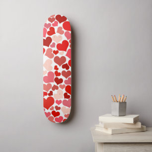 Herzmuster, rote Herzen, Liebe Skateboard