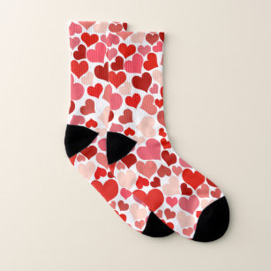 Herzmuster, rote Herzen, Liebe Socken
