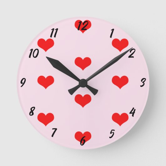 Herzmuster Roter Niedlicher, benutzerdefinierter r Runde Wanduhr (Vorderseite)
