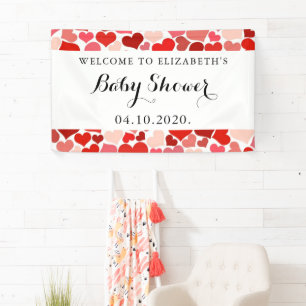 Herzmuster, Rotes Herz, Liebe, Babydusche Banner