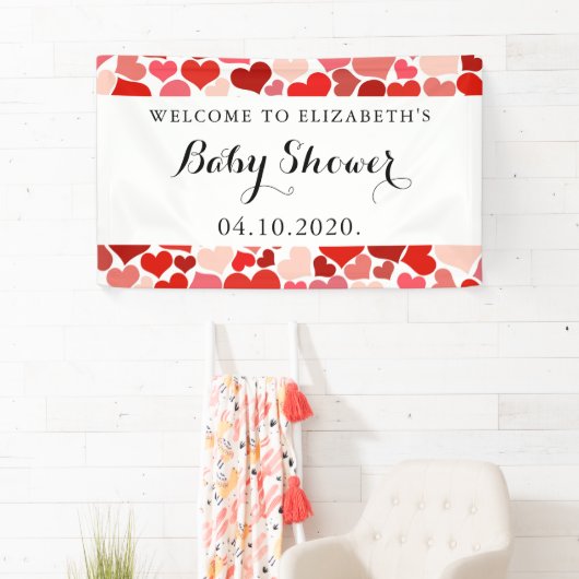 Herzmuster, Rotes Herz, Liebe, Babydusche Banner (Insitu)