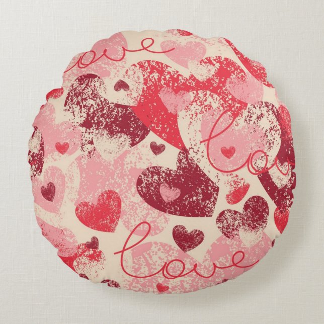 Herzmuster Rundes Kissen (Vorderseite)