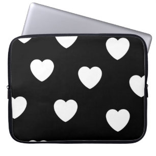 Herzmuster Schwarz und Weiß  Laptopschutzhülle